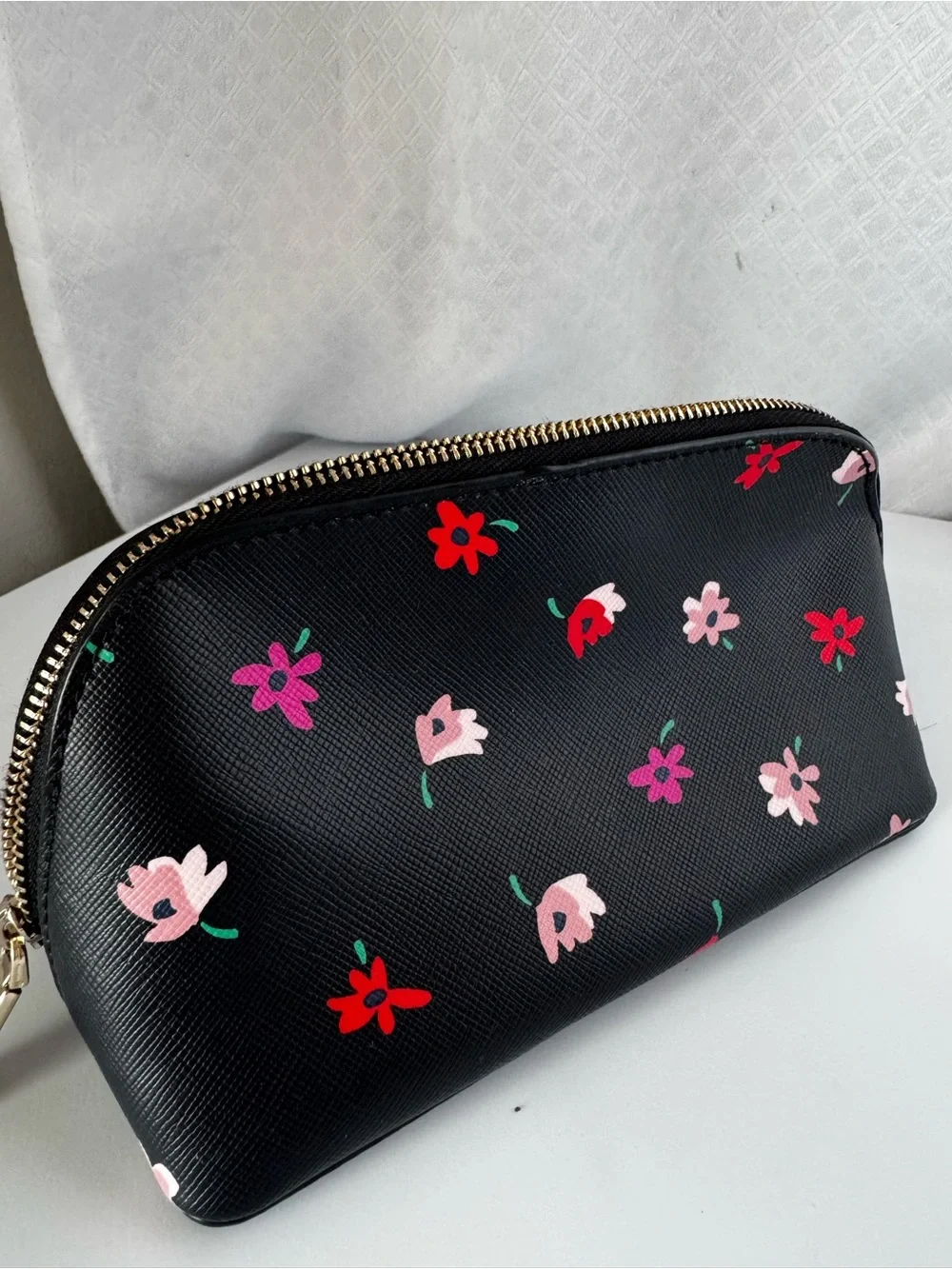 kate spade Black Floral Zip Cosmetic Pouch